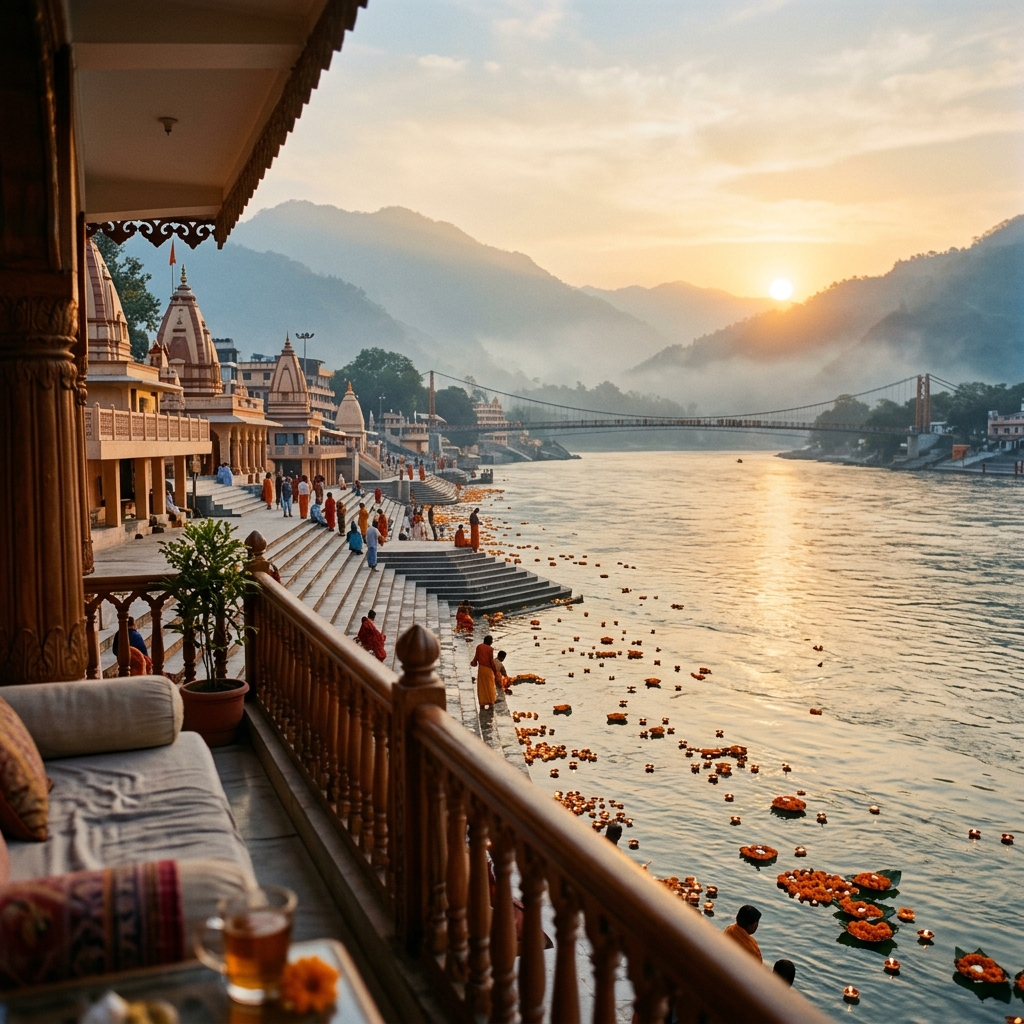 Sacred Ganges river view from Tisya Resort